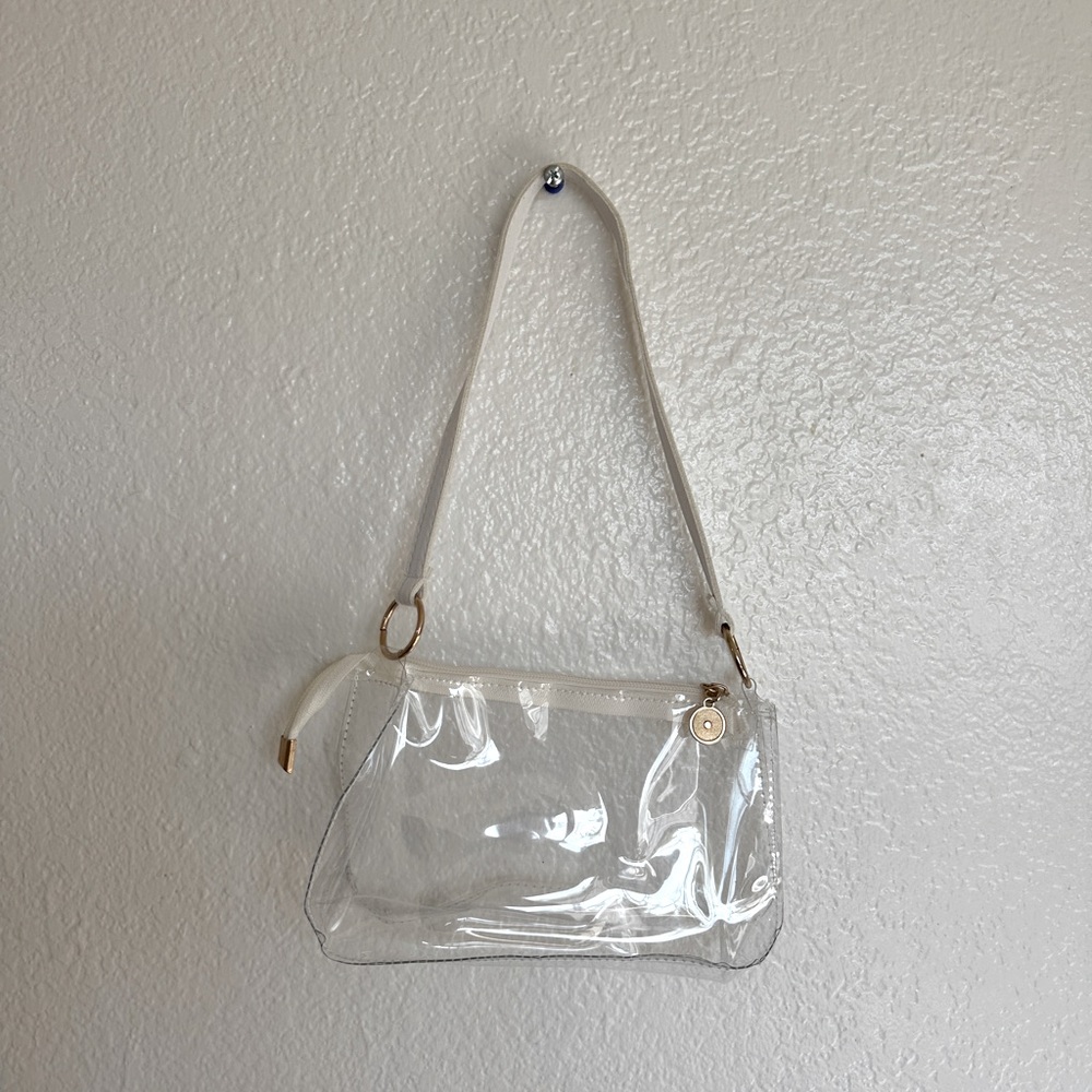 Transparent/Clear White and Gold Purse